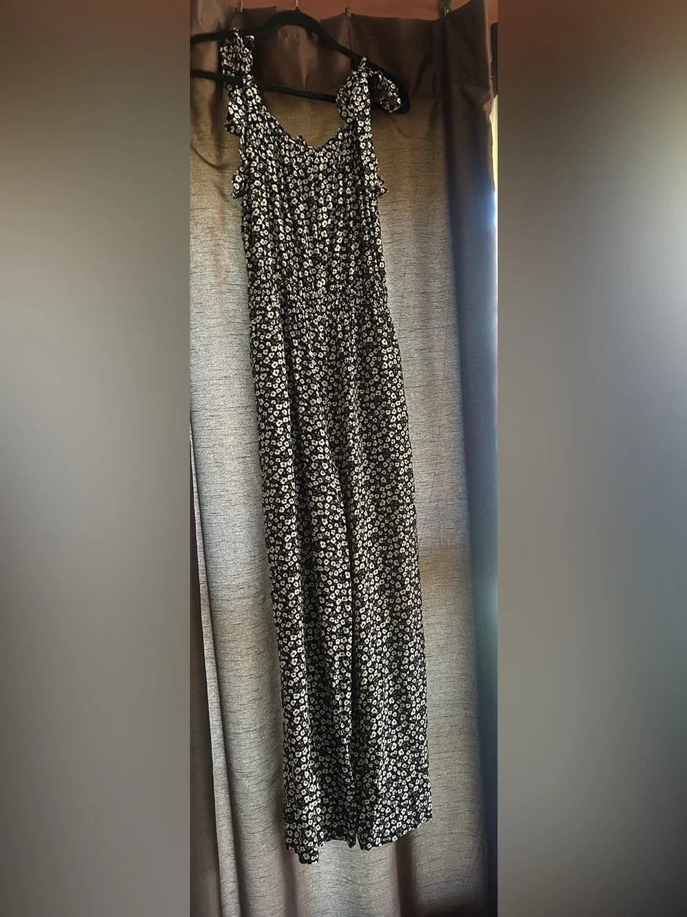 Francesca’s Black and White Floral Jumpsuit